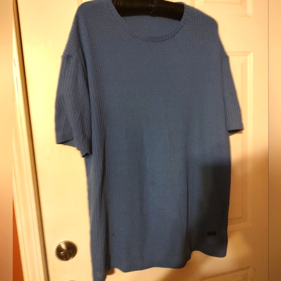 ◾🌀◾NWOT Men's Mallard Azure Cornflower Dusty Blue Solid Waffle T-Shirt - 2XL - Picture 7 of 12